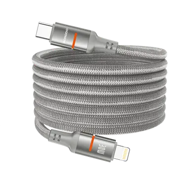 PD-CBL0030-GY-L | Porodo 30W Type-C to Lightning Magnetic Braided Cable | Gray