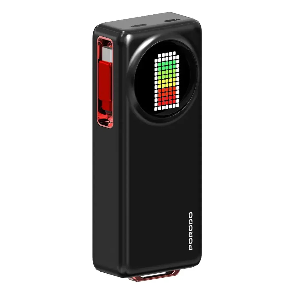 Porodo 10000Mah Animated Display Power Bank 68Cm Retractable Type-C (PD-PBFCH072-BK)