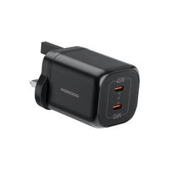 PD-FWCH064-BK | Porodo Dual USB-C Quick Charger | Black - GulfStore.com