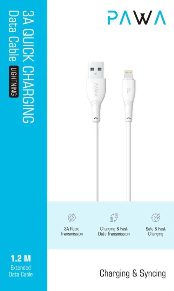 Pawa -PW-12PVC27CL-WH,Pawa USB-C to Lightning 27W Quick Charging PVC Cable 1.2m/4ft,White