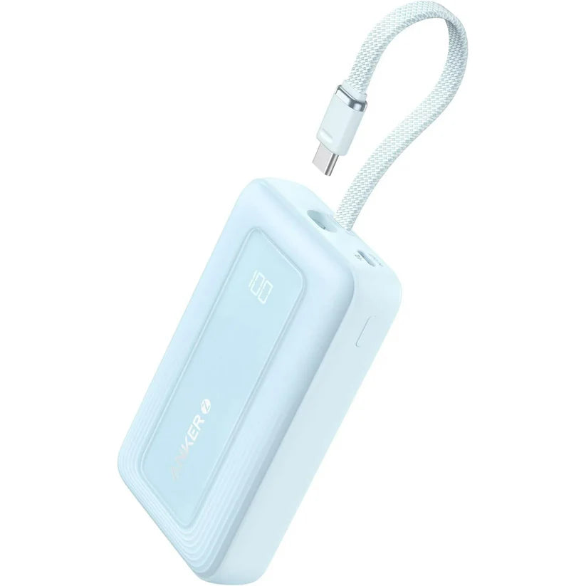 Anker Zolo Power Bank (20K, 30W, Built-In USB-C Cable) -Blue
