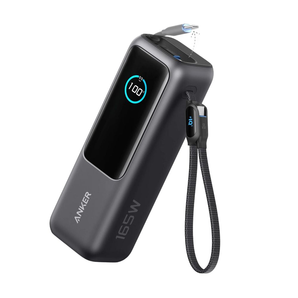 Anker Power Bank (25K, 165W, Built-In and Retractable Cables) -Black