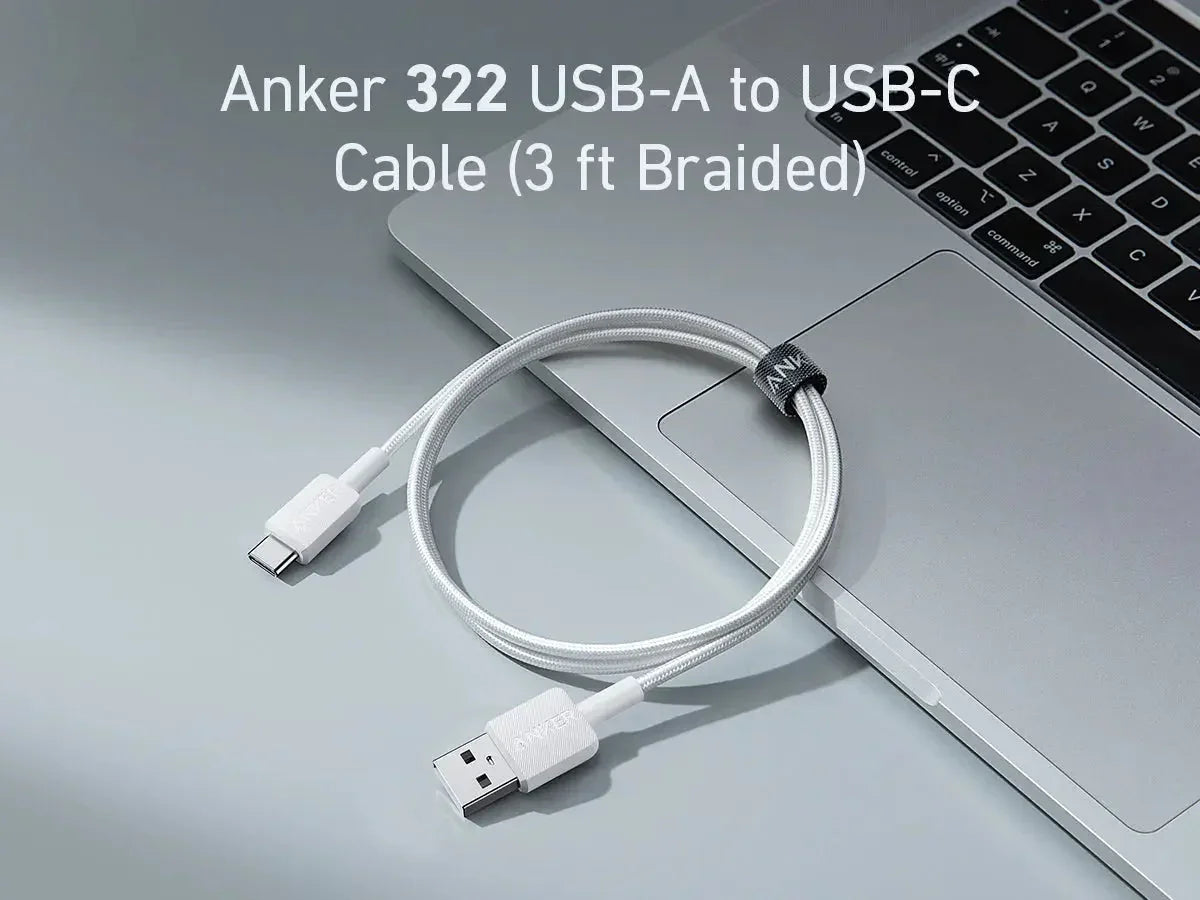 A81H5H21 | كابل أنكر 322 USB-A إلى USB-C مضفر | 0.9 متر/ 3 أقدام | أبيض