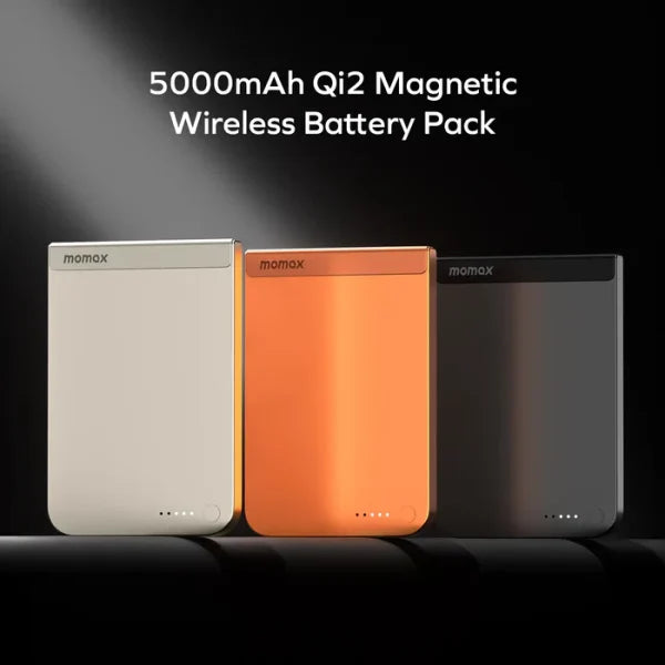 IP161Q2M | Momax 1-POWER S.PASS 5000mAh Qi2 Magnetic Wireless Battery Pack | Orange - GulfStore.com