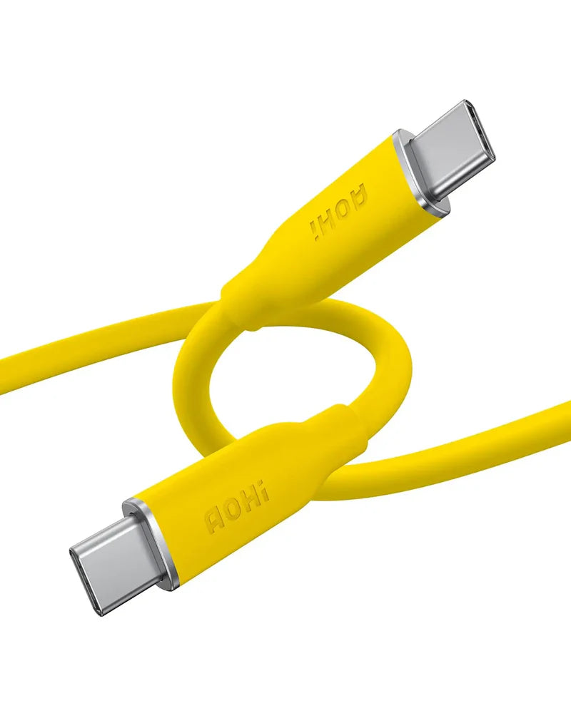 AOHI 140W PD 3.1 USB C to USB C Fast-charging Silky Cable 3.3ft - Yellow
