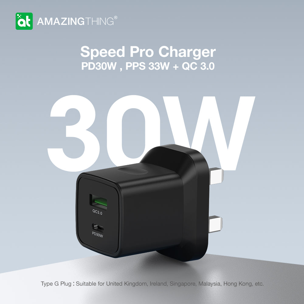 AMAZINGTHING  , AT UK SPEED PRO PD33W 1C1A WALL CHARGER , BLACK , UKEP33W