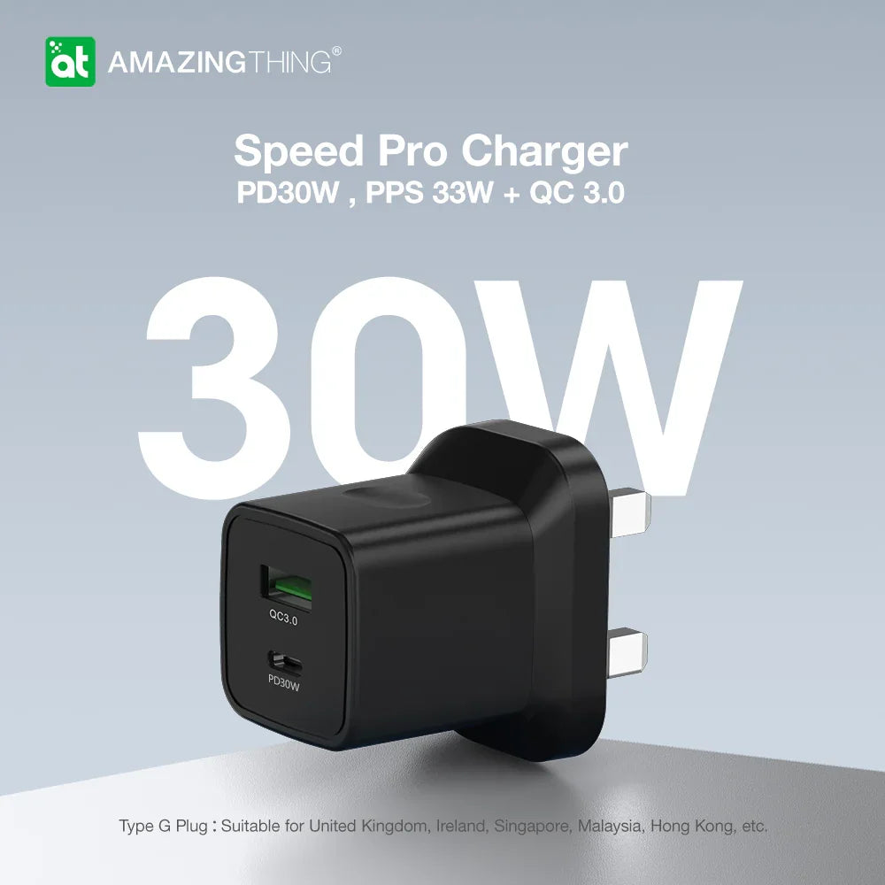 شاحن حائط AMAZINGTHING AT UK SPEED PRO PD33W 1C1A، أسود، UKEP33W