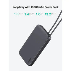 AUKEY PB-Y53 Spark Sling Lite Slim Power Bank with Buit-in USB-C Cable - 15W / 10,000mAh / USB-C / Grey - GulfStore.com
