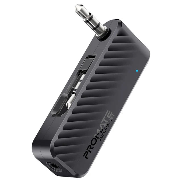 Promate Compact AUX to Bluetooth Audio Transmitter Adapter, Grey