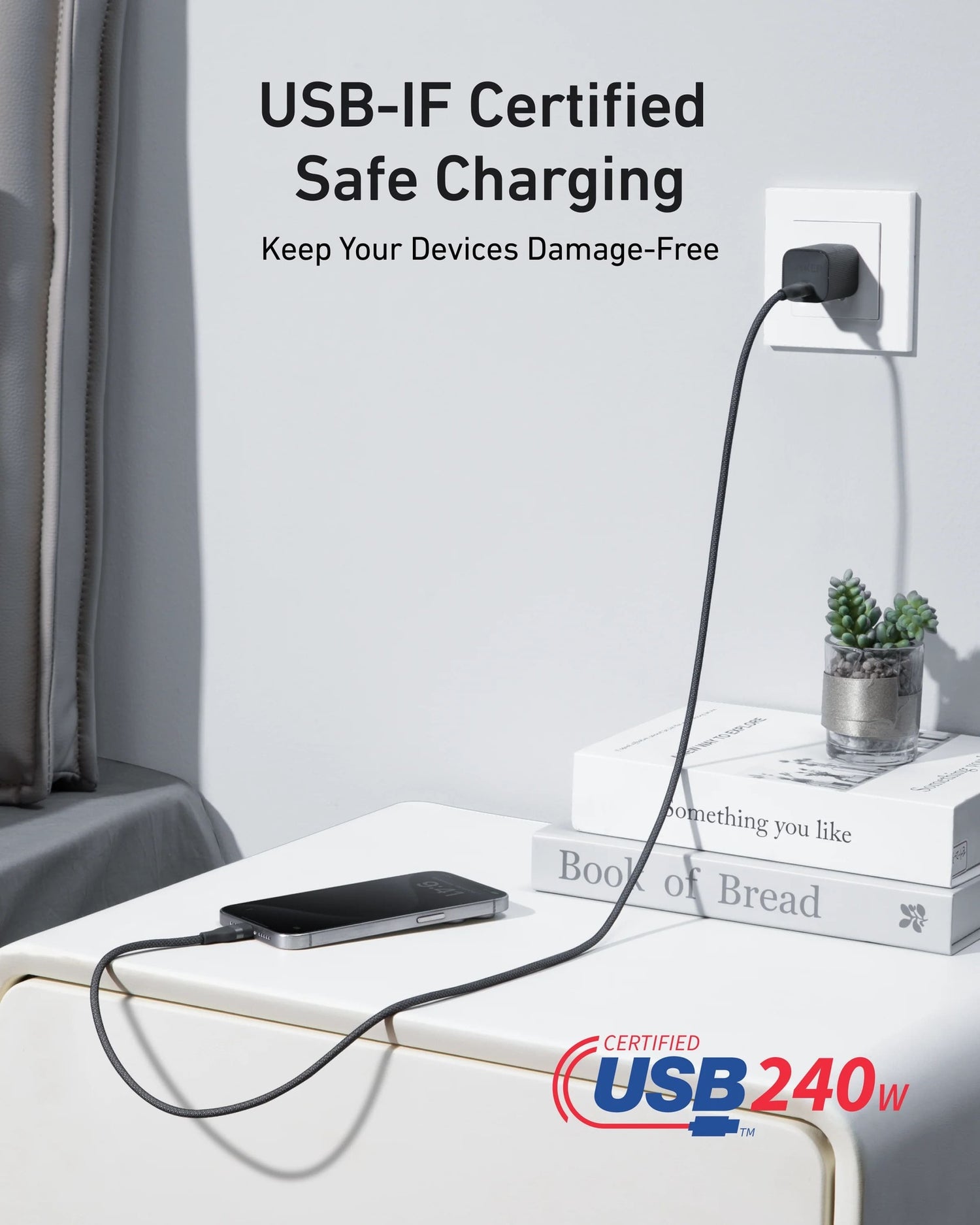 A82E2H12 Anker USB-C to USB-C Cable 240W (Upcycled-Braided) (1.8m/6ft) -Black - GulfStore.com