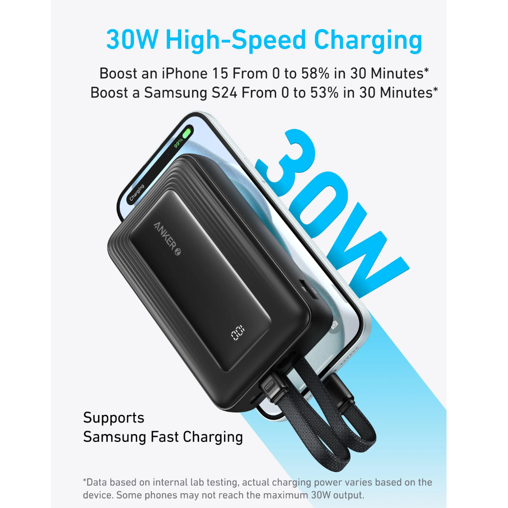 A1681H51 , Anker Zolo Power Bank (20K, 30W, Built-In USB-C and Lightning Cable) -Pink