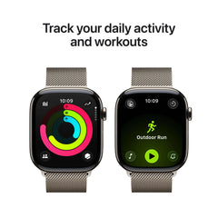 Apple Watch Series 11 GPS + Cellular 42mm Gold Titanium Case with Gold Milanese Loop - GulfStore.com