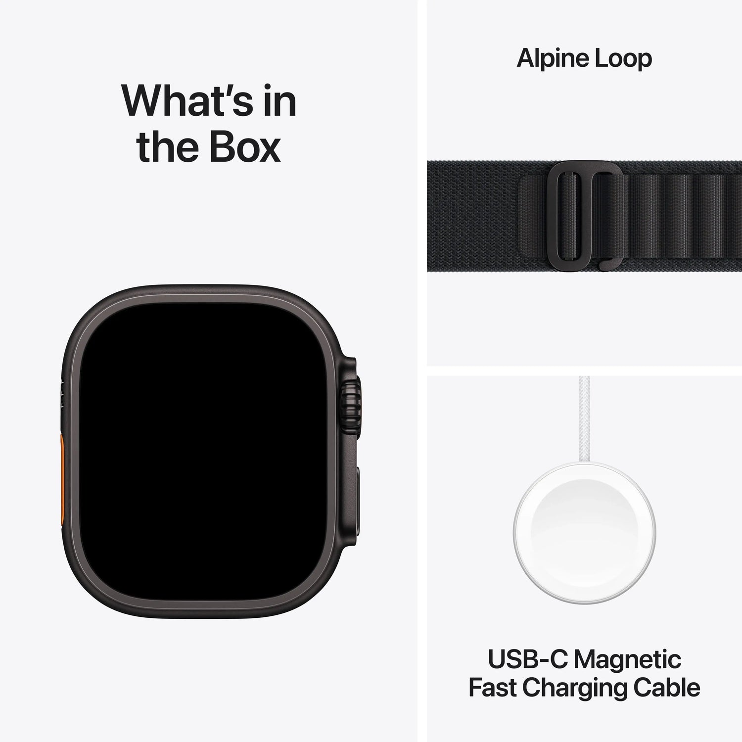 Apple Watch Ultra 3 GPS + Cellular 49mm Black Titanium Case with Black/Charcoal Trail Loop - S/M - GulfStore.com