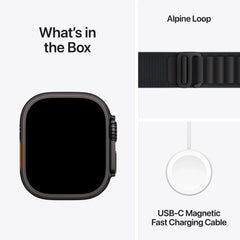 Apple Watch Ultra 3 GPS + Cellular 49mm Black Titanium Case with Black/Charcoal Trail Loop - S/M - GulfStore.com