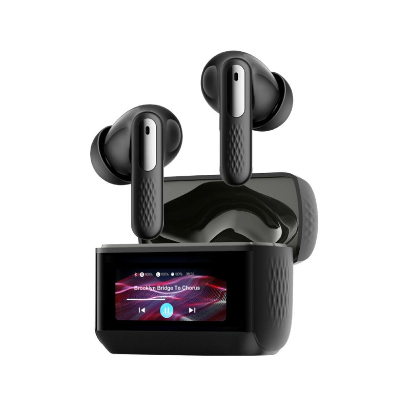 Promate Arix.Black HD TWS Earbuds with ANC, ENC, and Smart IPS Touch Display • 40 Hours Playback w/ Case • Quad Forward Mics • Active Noise Cancellation - GulfStore.com