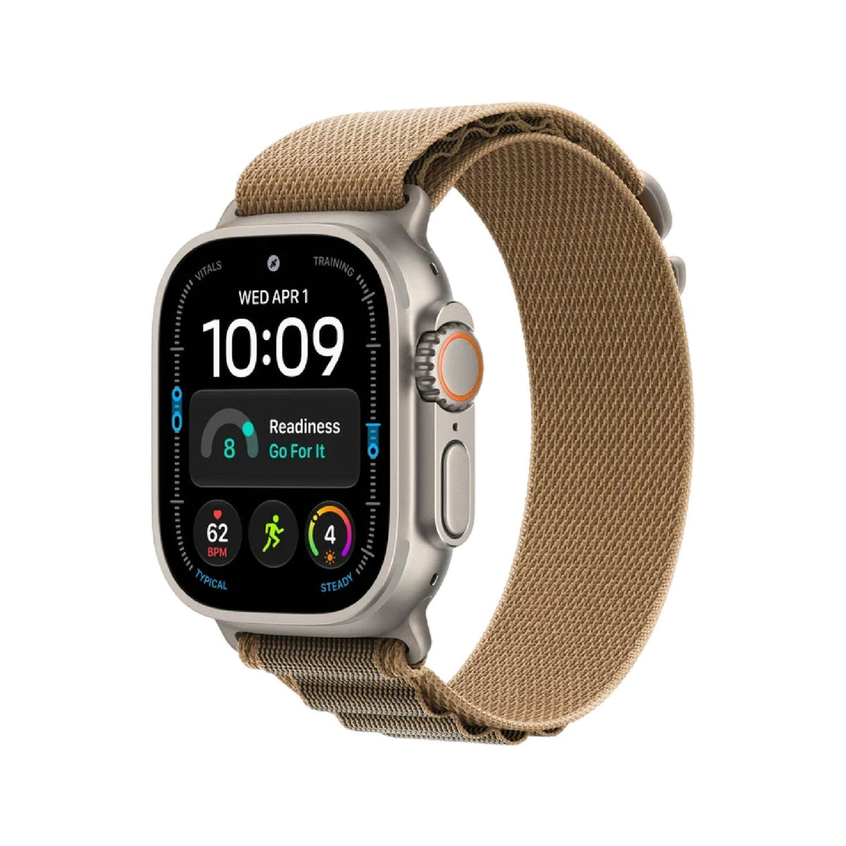 Apple Watch Ultra 4 GPS + Cellular, 49mm Natural Titanium Case with Desert Alpine Loop - Large