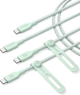 B80E6061 | Anker 543 USB-C to USB-C Cable | 240W | 6ft / 1.8 M | Bio - Nylon | 2-Pack | Green