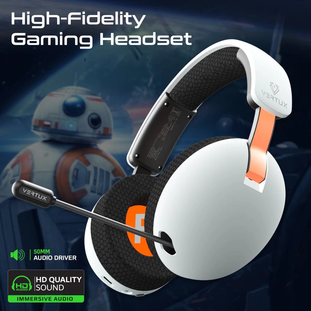 VERTUX High Performance Tri-Mode Connectivity Gaming Headset with Retractable Microphone  