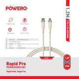 PR-RPBD12CL-WH | كابل PowerO+ Rapid Pro Premium المضفر من USB-C إلى Lightning | 1.2 متر | أبيض