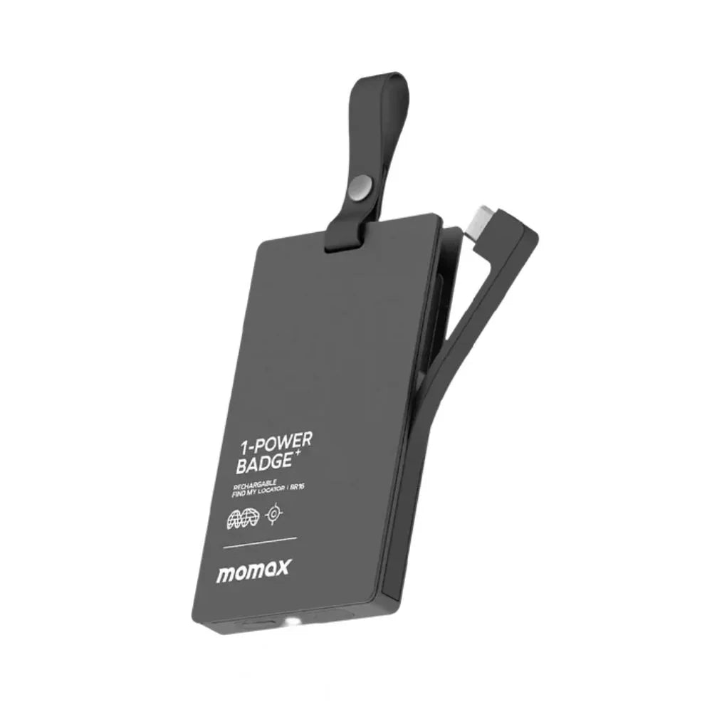 BR16D | بطارية Momax 1Power Badge+ قابلة لإعادة الشحن مع خاصية تحديد الموقع | أسود