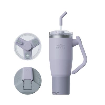 18007, BT-02PR , Brave Temp Guard Vacuum Insulated Travel Mug – 180° Rotating Handle, 24H Cold & 12H Hot Retention, Leak-Proof Lids, 950ml - Purple