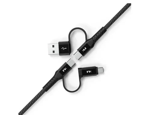 Feeltek Fast Charging Multi-Plug Cable 200 cm (Braid + Metallic) - Black