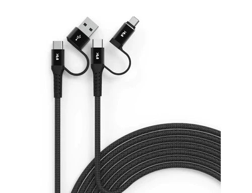 Feeltek Fast Charging Multi-Plug Cable 200 cm (Braid + Metallic) - Black