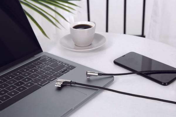 CB-BAL6 | Aukey 90 Degree Braided Nylon Sync & Charge Lightning Cable | 1.2 M / 3.95ft - GulfStore.com