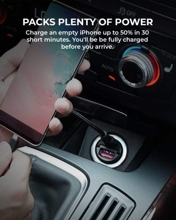 AUKEY CC-A3 BK 30W PD Metal Dual Port Fast Car Charger with PPS & QC 3.0 – Black - GulfStore.com
