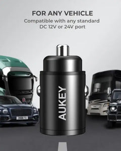 AUKEY CC-A3 BK 30W PD Metal Dual Port Fast Car Charger with PPS & QC 3.0 – Black - GulfStore.com