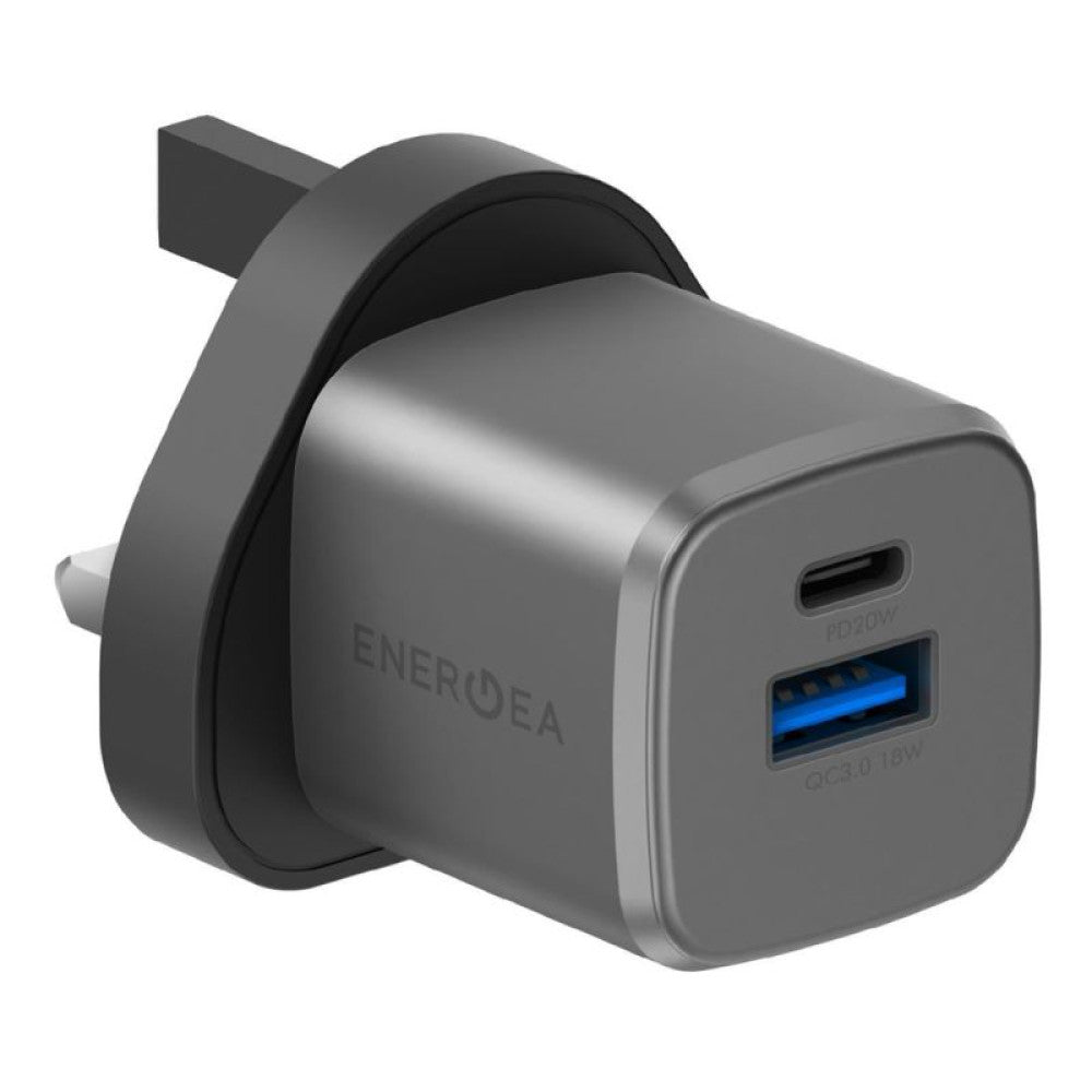 ENERGEA AMPCHARGE GAN20- 1C1A PD/QC3.0 WALL CHARGER-20W (UK) - GUNMETAL