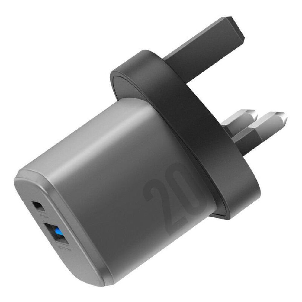 ENERGEA AMPCHARGE GAN20- 1C1A PD/QC3.0 WALL CHARGER-20W (UK) - GUNMETAL