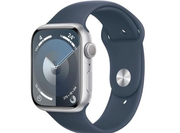 Apple Watch Watch Series 9 GPS 41mm Silver Aluminium Case with Storm Blue Sport Band S/M