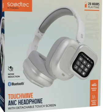 PDJYBN618WH | Porodo Soundtec Touchwave ANC Headphones With Detachable Touch Screen | White