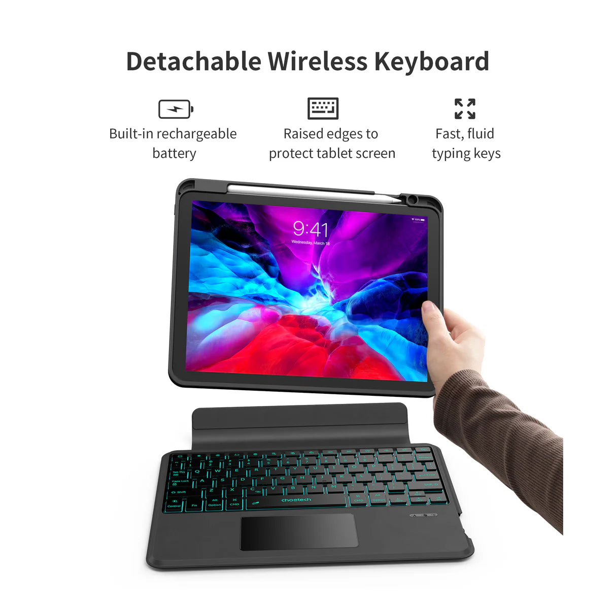 Choetech Magic Keyboard For iPad 13 inch M4 - Arabic&English