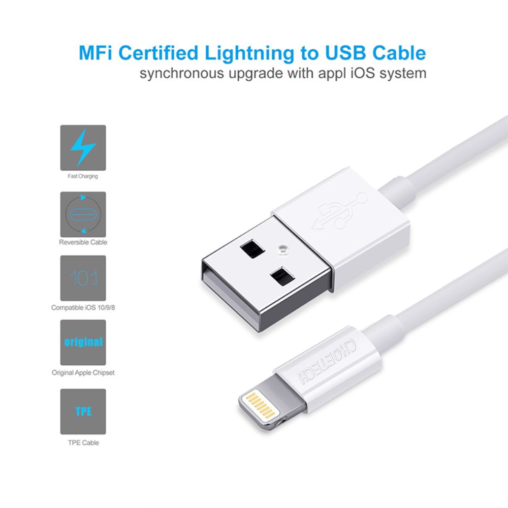Choetech , MFI 1.20MM Lightning to USB A Cable - Black ,IP0026