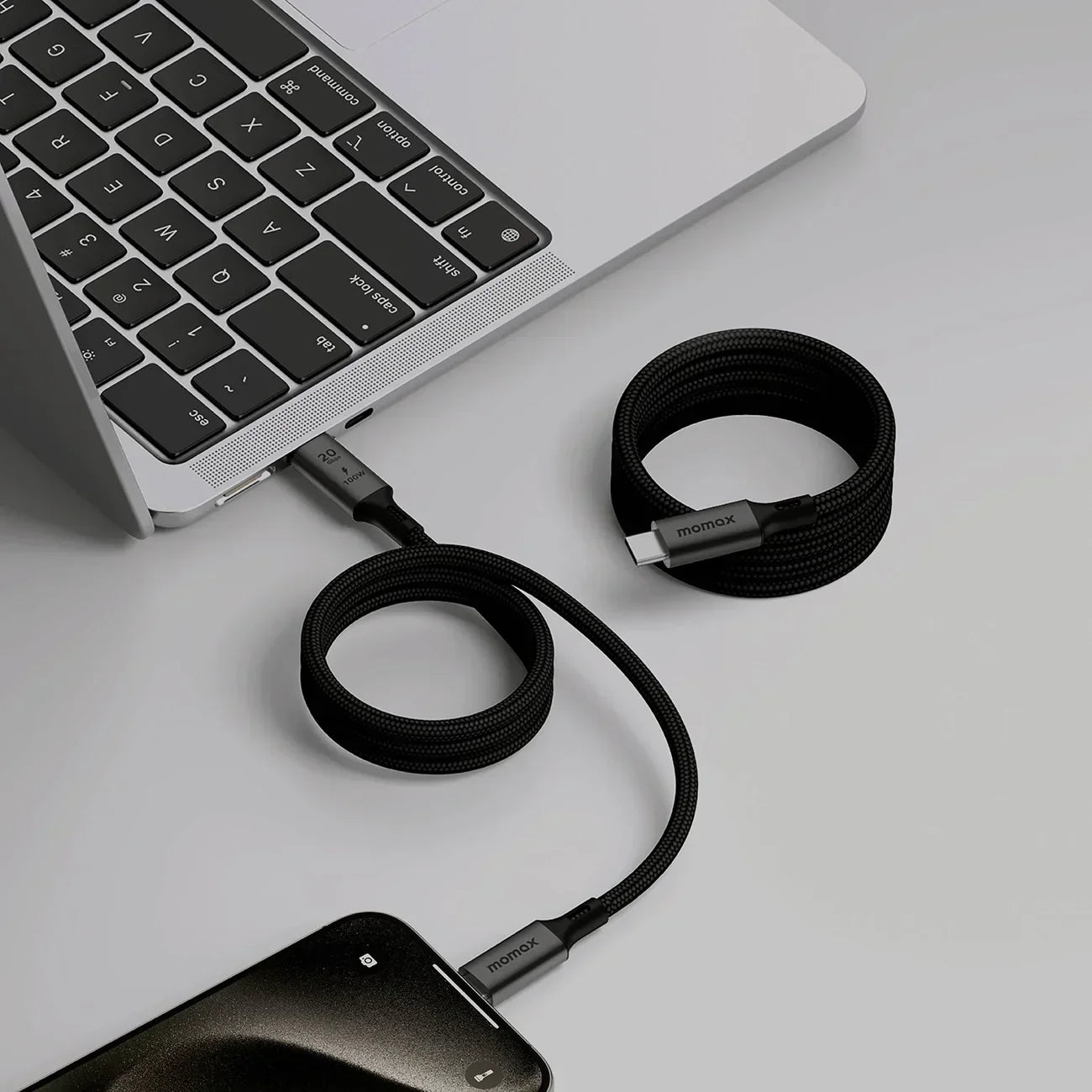 DC52D | Momax Mag.Link 100W USB-C to USB-C Magnetic Cable 1m  | Black
