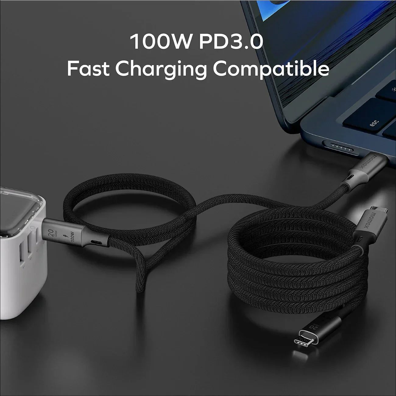 DC52D | Momax Mag.Link 100W USB-C to USB-C Magnetic Cable 1m  | Black