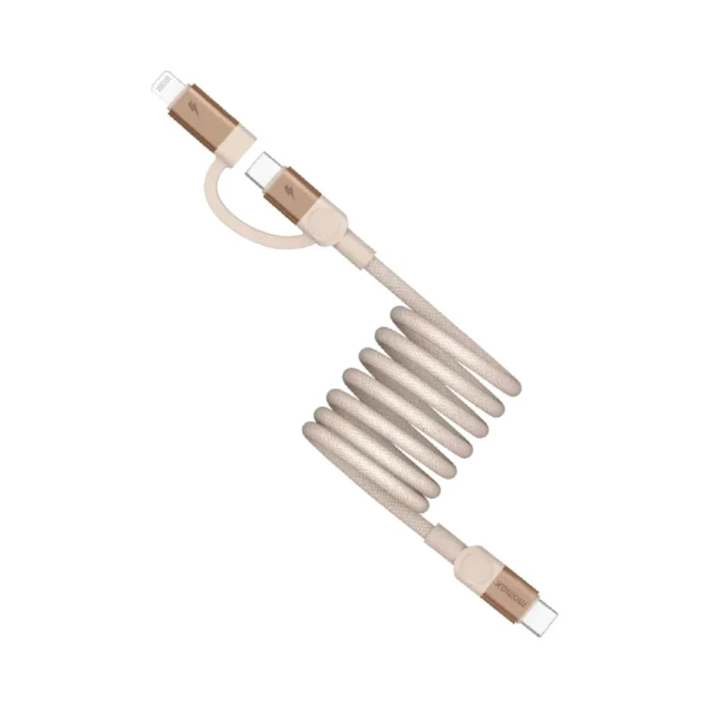 كابل مغناطيسي من موماكس ماج لينك بقوة ١٠٠ واط من USB-C إلى USB-C بطول متر واحد | تيتانيوم صحراوي