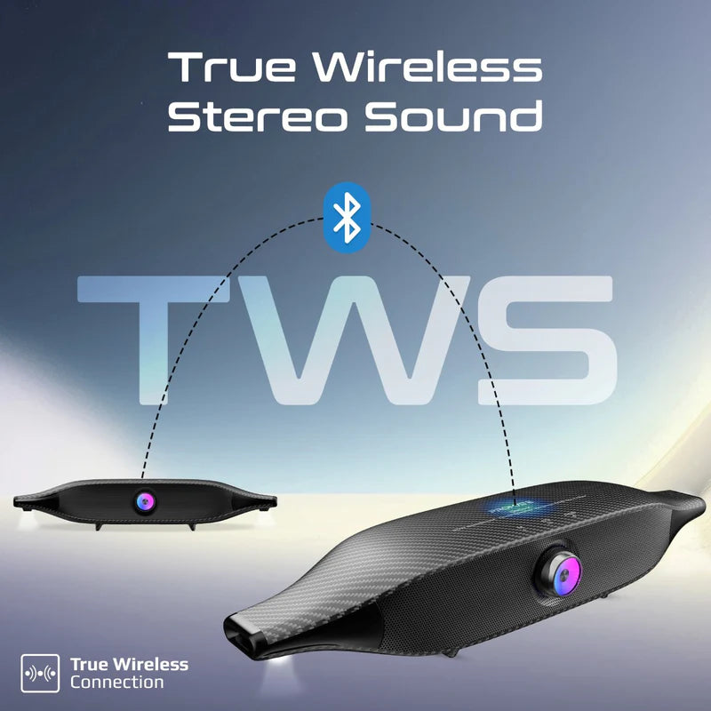 PROMATE 20W BassBoost™ Quad Speaker Wireless RGB Soundbar  • 30Hours Playback - Black Titanium