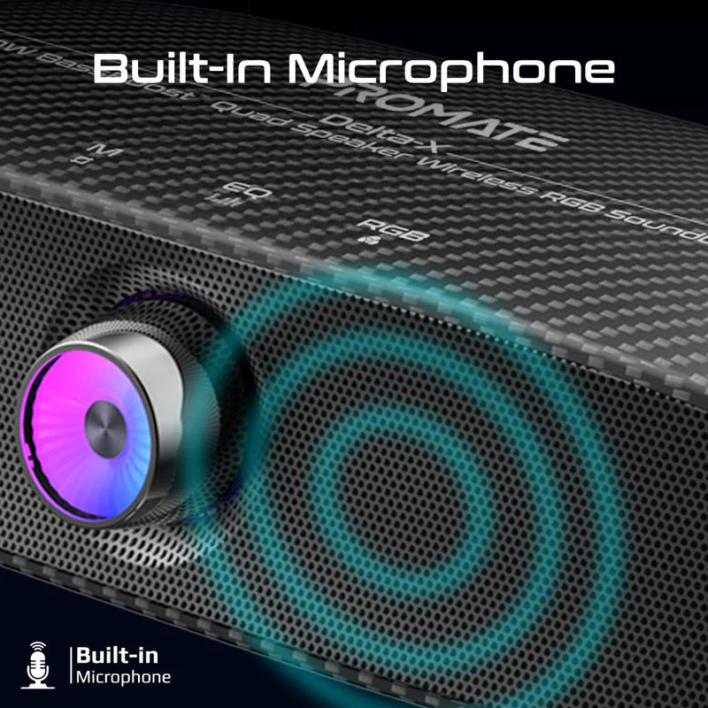 PROMATE 20W BassBoost™ Quad Speaker Wireless RGB Soundbar  • 30Hours Playback - Black Titanium