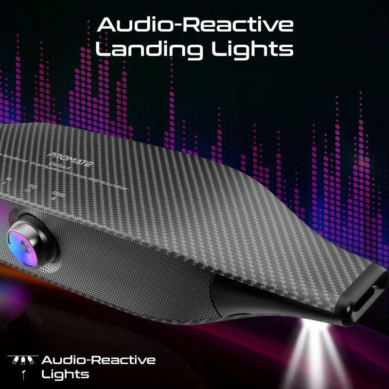 PROMATE 20W BassBoost™ Quad Speaker Wireless RGB Soundbar  • 30Hours Playback - Black Titanium