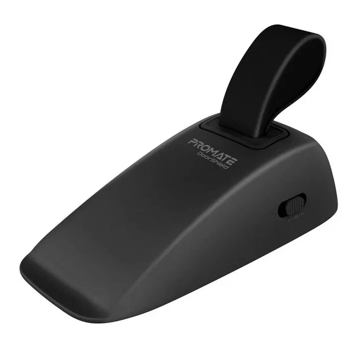 PROMATE DoorShield.Black Portable Travel Door Alarm and Door Stopper, Dual Sensitivity Security Alert, 120dB Anti-Theft Protection