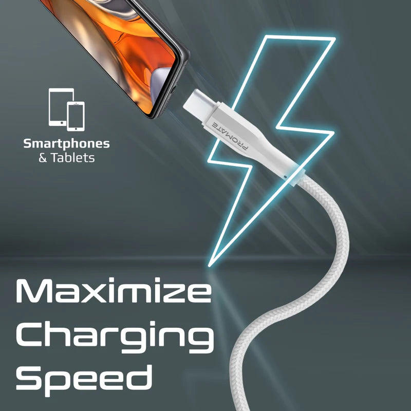 PROMATE 2M Super-Flexible USB-A to USB-C Cable • 2A Standard Charging