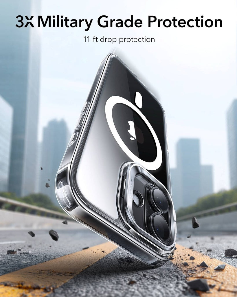 ESR HaloLock Classic Hybrid Case with Stash Stand for iPhone 17 Pro (Clear)