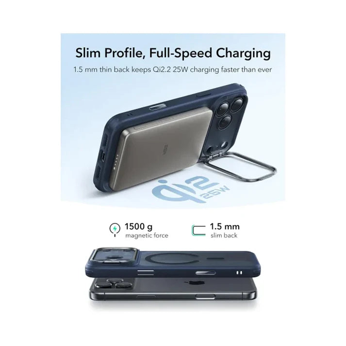 ESR HaloLock Classic Hybrid Case With Stash Stand (Camera Control Button) iPhone 17 Pro Max - Frosted Blue