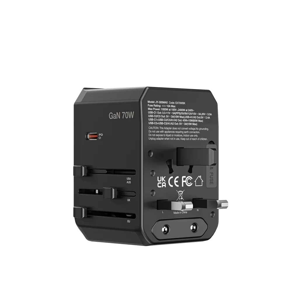 AMAZINGTHING | Explorer PD 70W 5Ports 2A+3C Travel Charge | Black