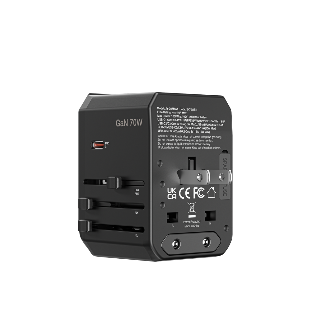 AMAZINGTHING | Explorer PD 70W 5Ports 2A+3C Travel Charge | Black