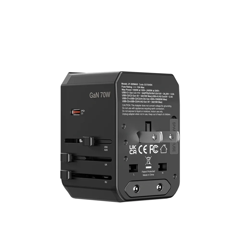 AMAZINGTHING | Explorer PD 70W 5Ports 2A+3C Travel Charge | Black