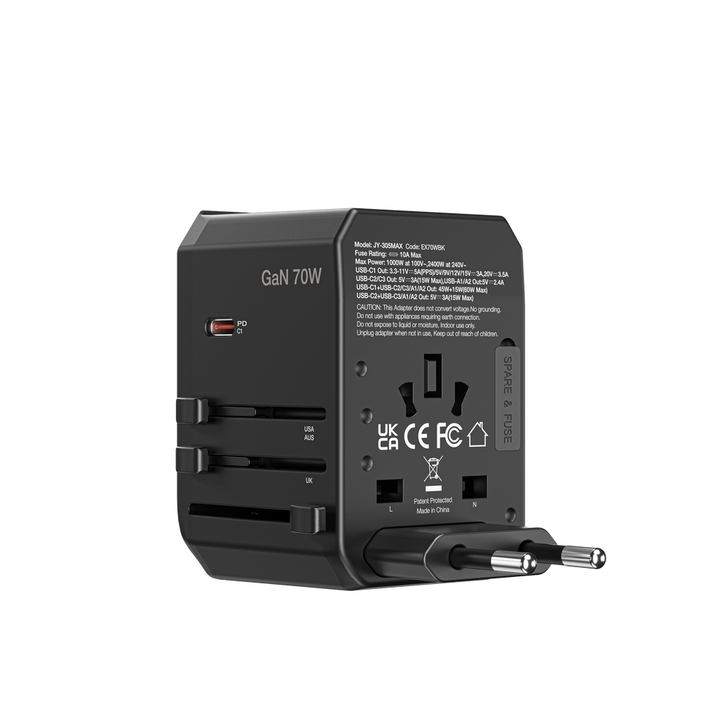 AMAZINGTHING | Explorer PD 70W 5Ports 2A+3C Travel Charge | Black